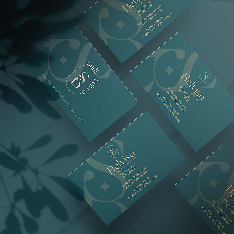 Visitekaartjes voor Belviso gemaakt door communicatiebureau Solid Designs regio Gent